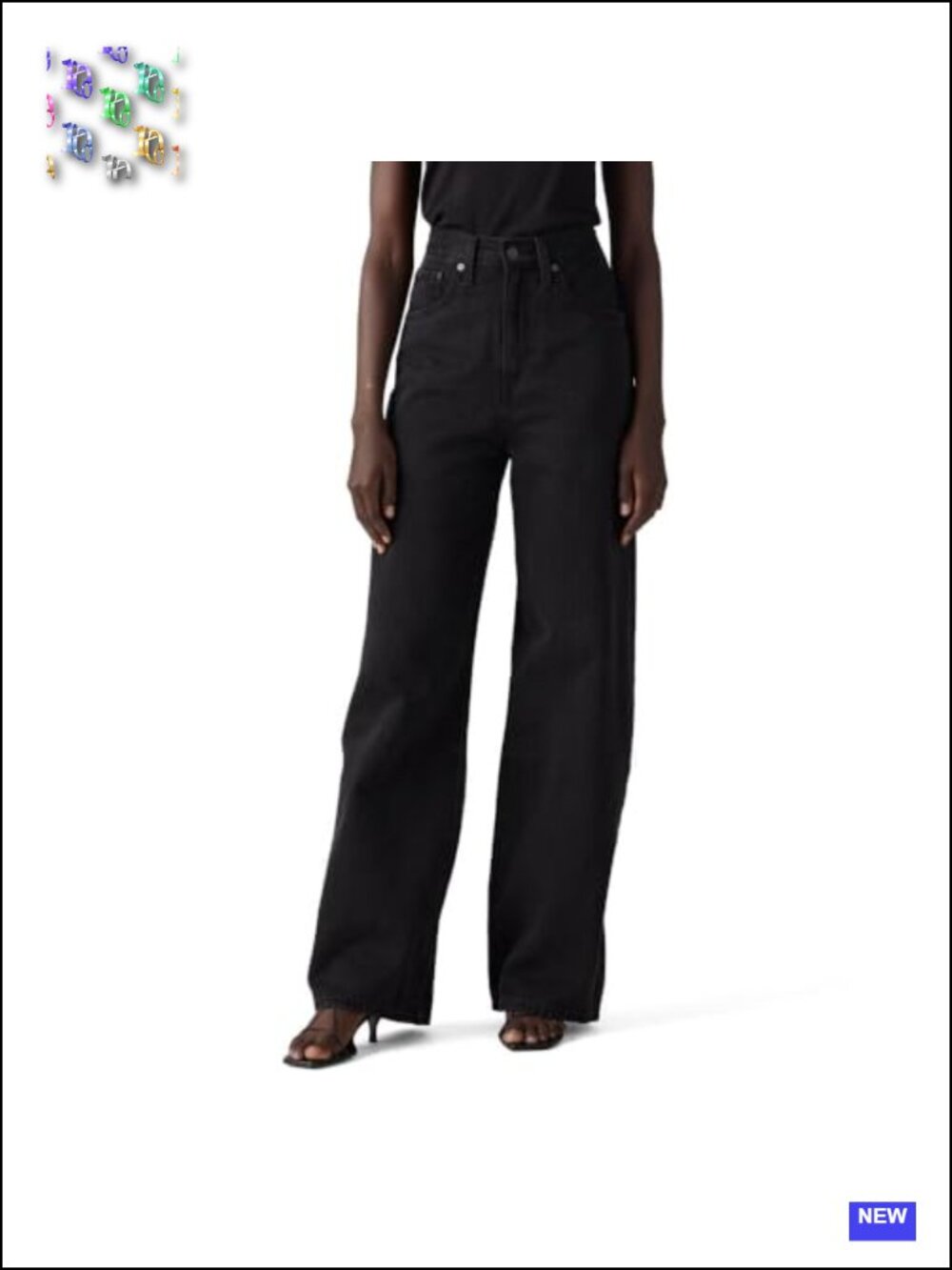 High Rise Wide Leg Baggy Jeans Non-Stretch Cotton